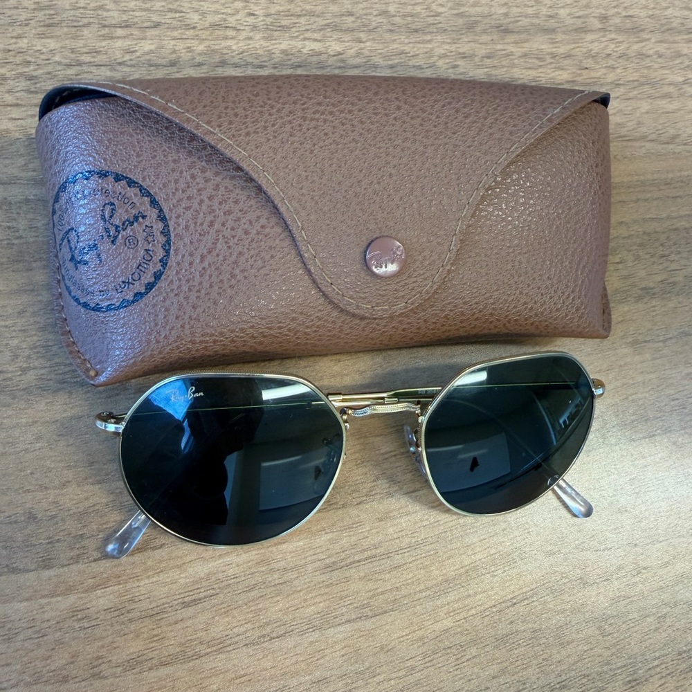 Ray-Ban Jack Gold Sunglasses with Dark Green Lenses RB3565
